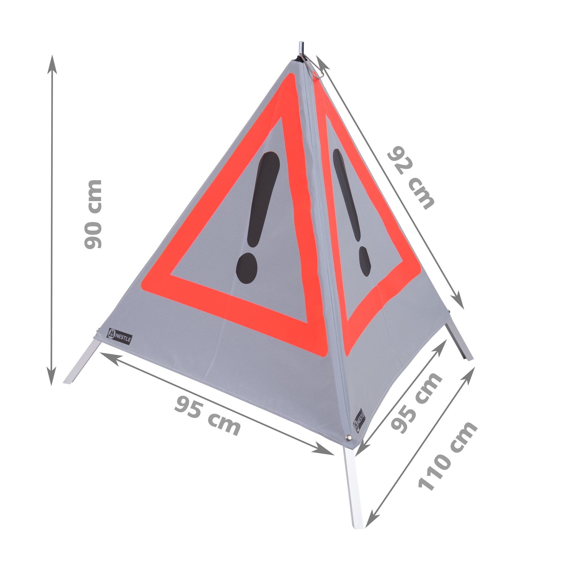 NESTLE Warnpyramide 90 cm, Achtung (VZ101), retroreflektierend, mit Mittelfuß