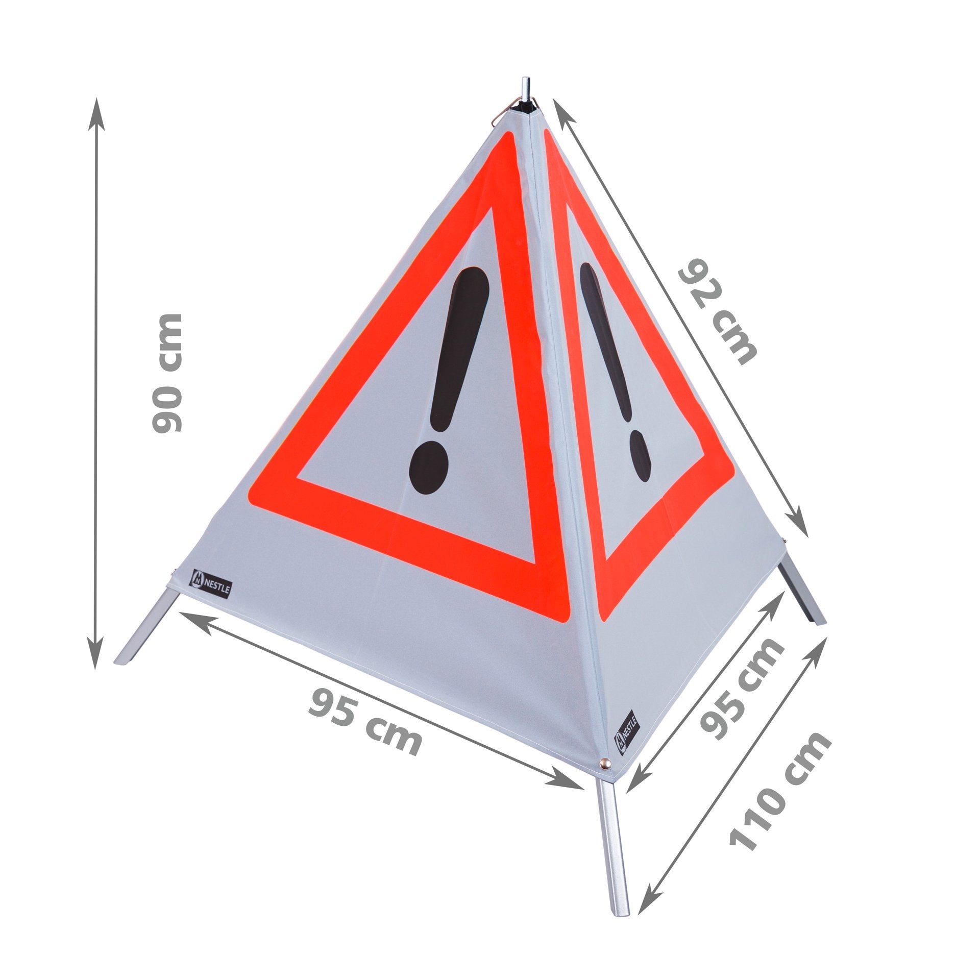 NESTLE Warnpyramide 90 cm, Achtung (VZ101), retroreflektierend, mit Feder