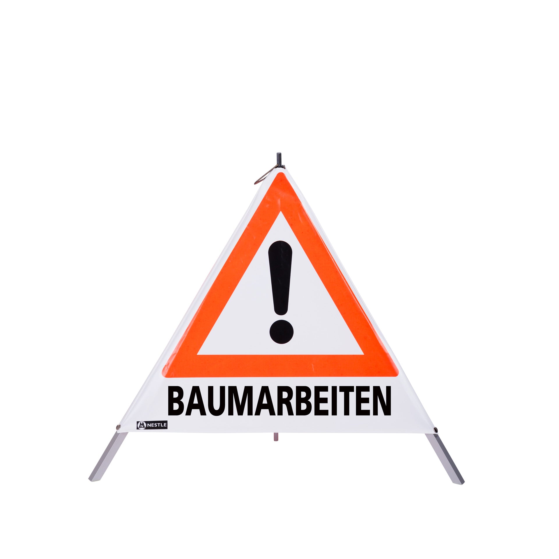NESTLE Warnpyramide 70 cm, Achtung (VZ101), weiß, mit Mittelfuß