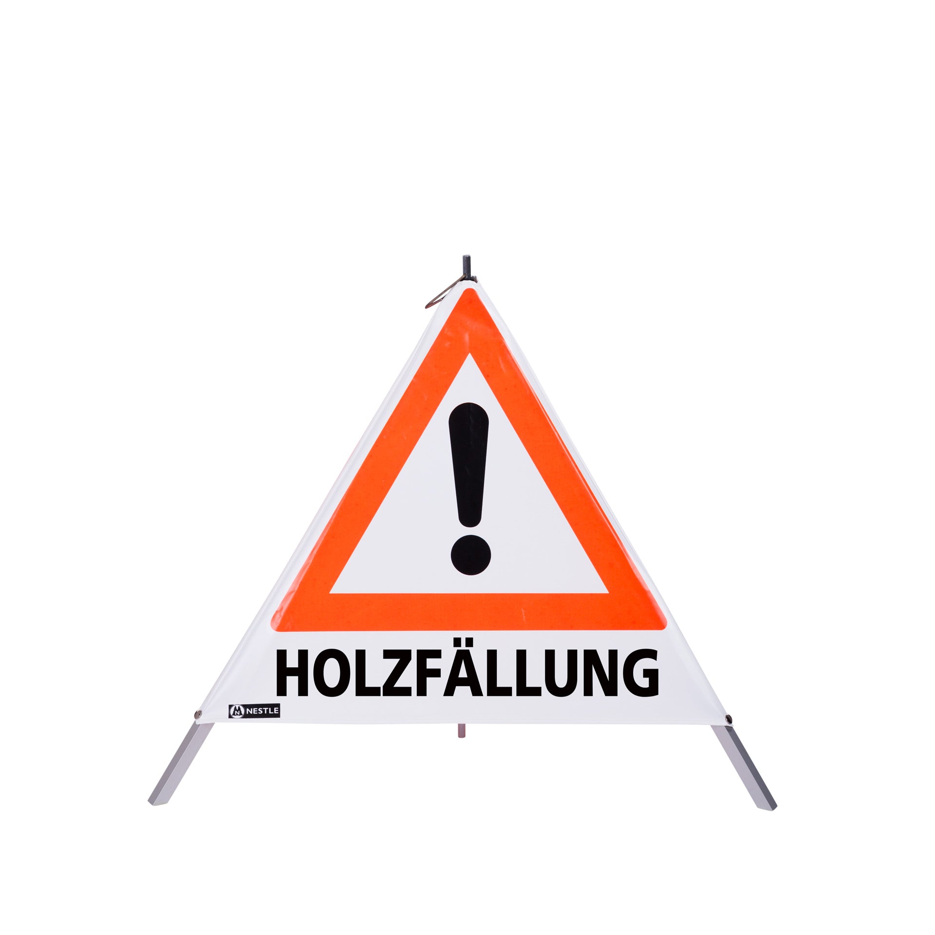 NESTLE Warnpyramide 70 cm, Achtung (VZ101), weiß, mit Mittelfuß