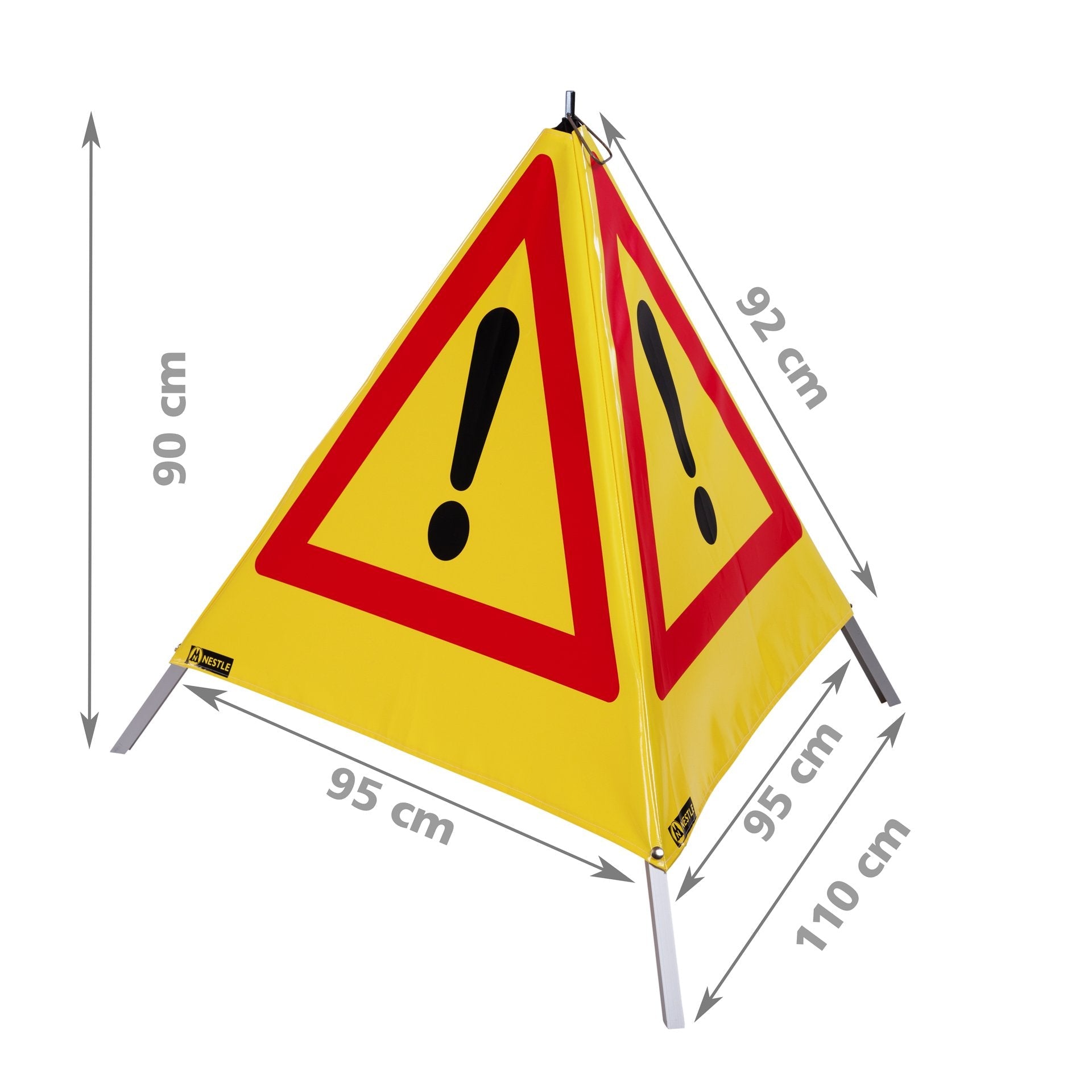 NESTLE Warnpyramide 90 cm, Achtung (VZ101), gelb, mit Mittelfuß