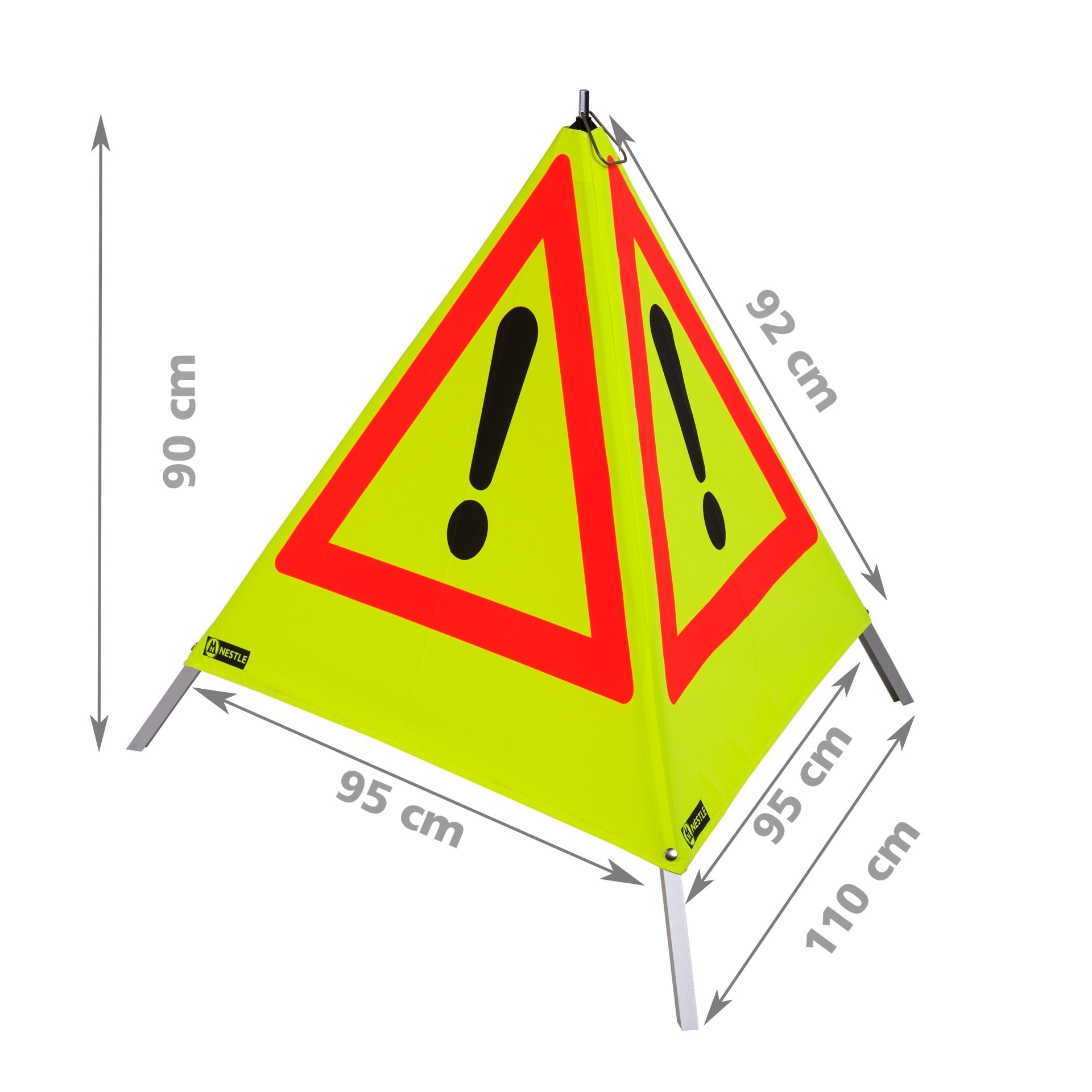 NESTLE Warnpyramide 90 cm, Achtung (VZ101), gelb retroreflektierend, mit Mittelfuß