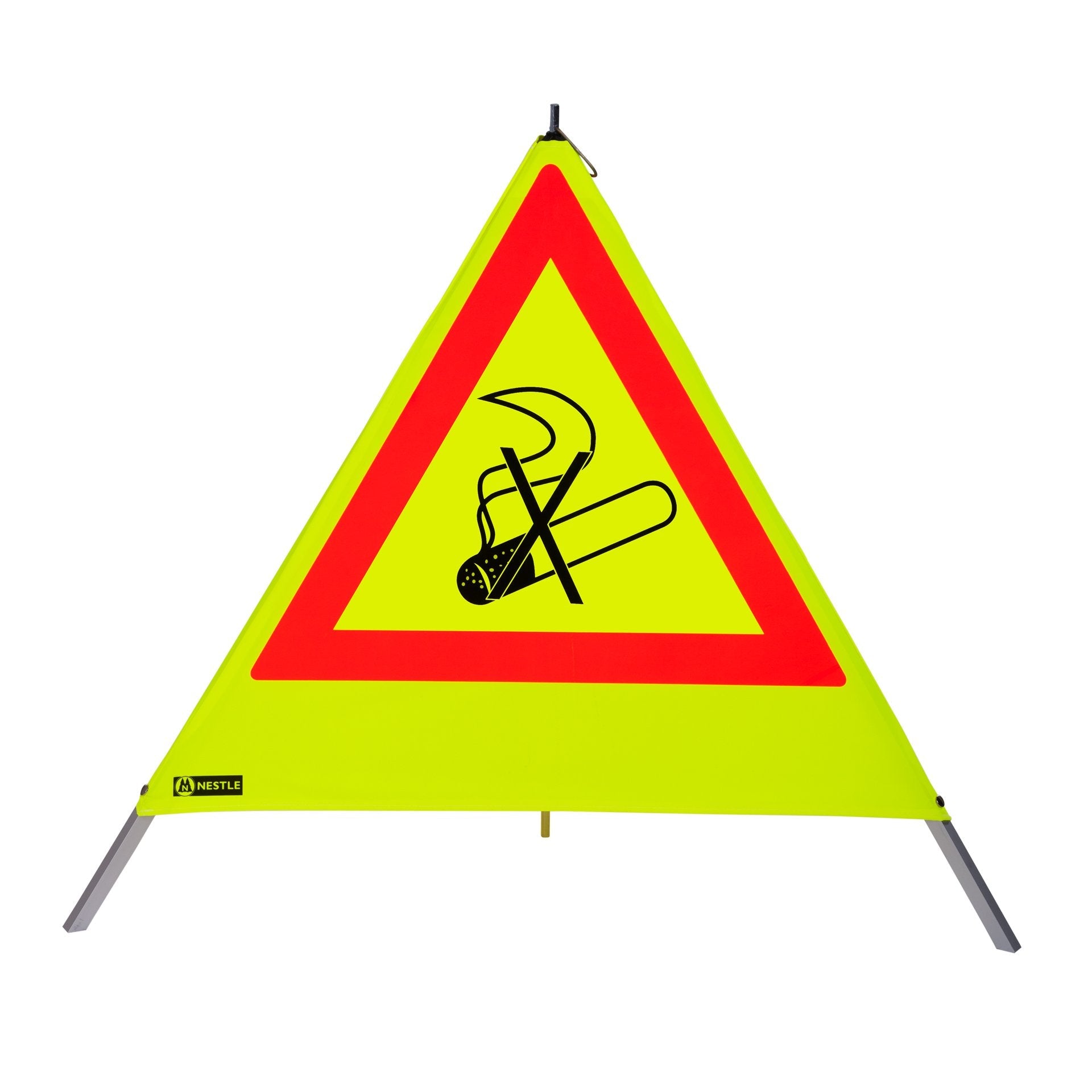 NESTLE Warnpyramide 90 cm,  Rauchverbot (NZ01), gelb retroreflektierend, mit Mittelfuß