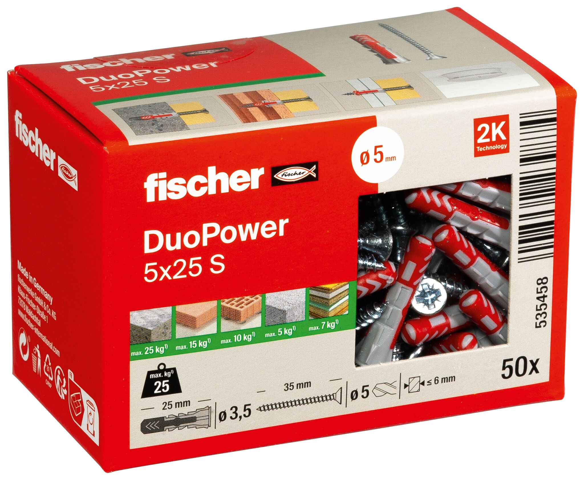 fischer DuoPower 5 x 25 S mit Schraube