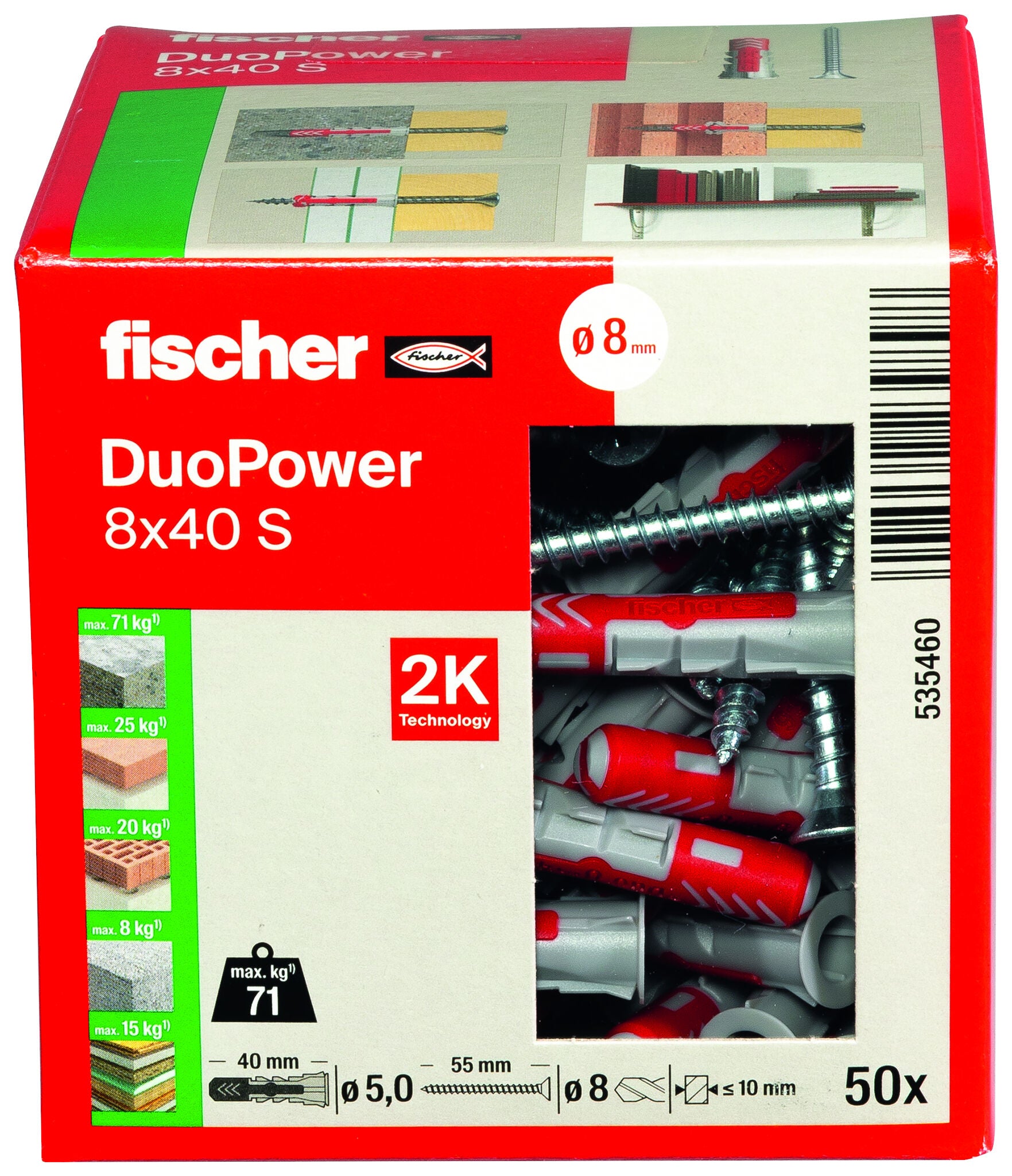fischer DuoPower 8 x 40 S mit Schraube