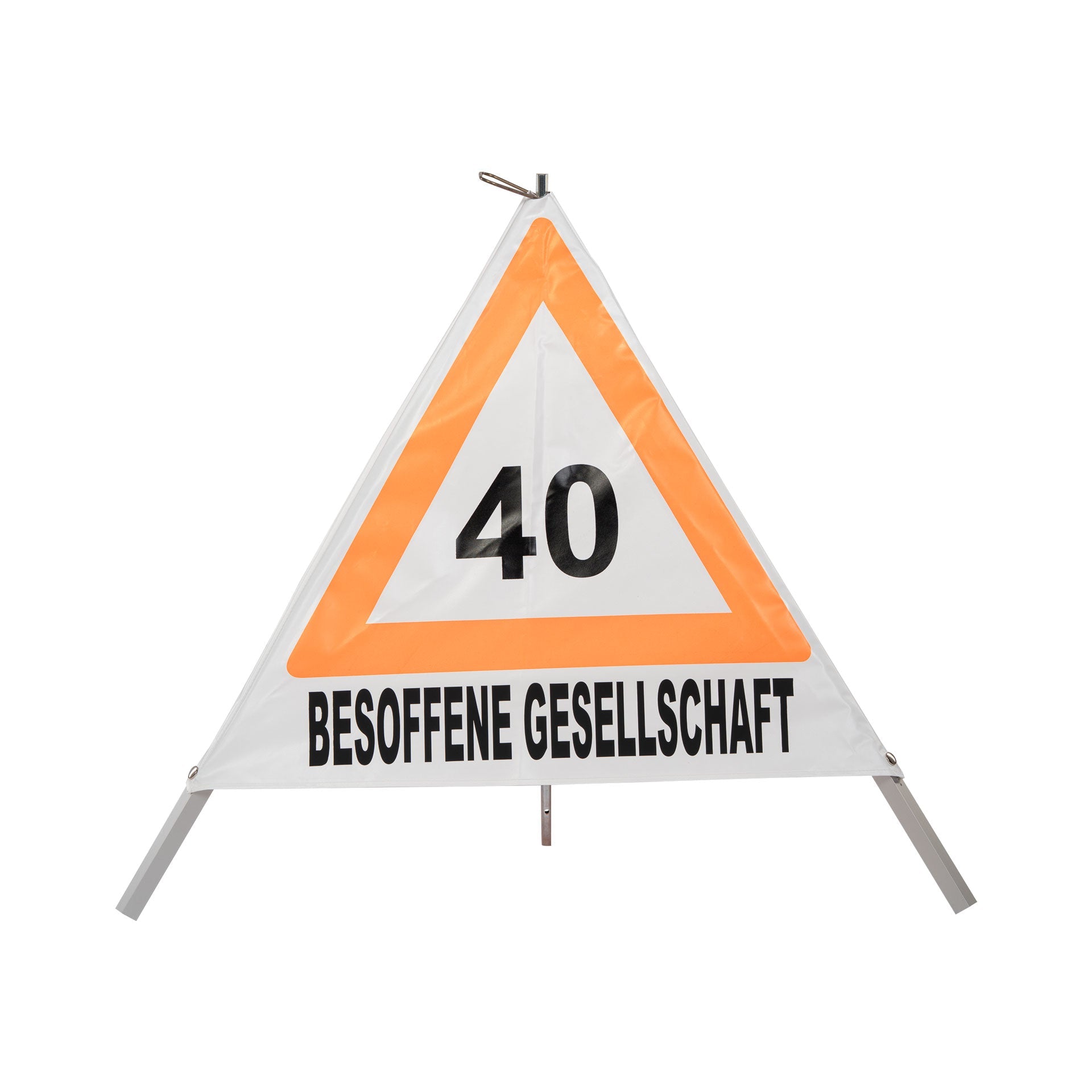 FEST Warnpyramide 70 cm, Party - Edition, tagesleuchtend weiß, mit Mittelfuß - BauForst24