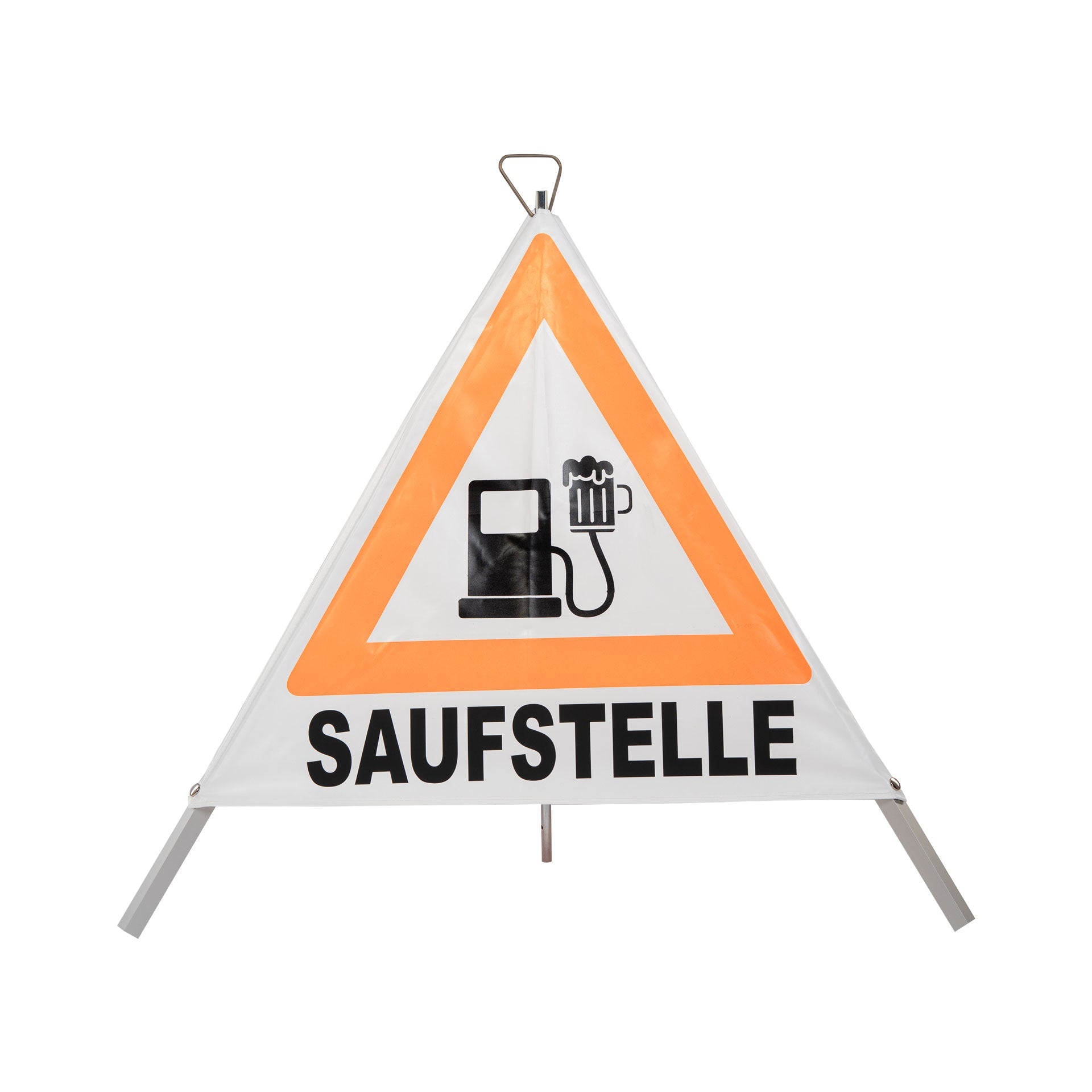 FEST Warnpyramide 70 cm, Party - Edition, tagesleuchtend weiß, mit Mittelfuß - BauForst24