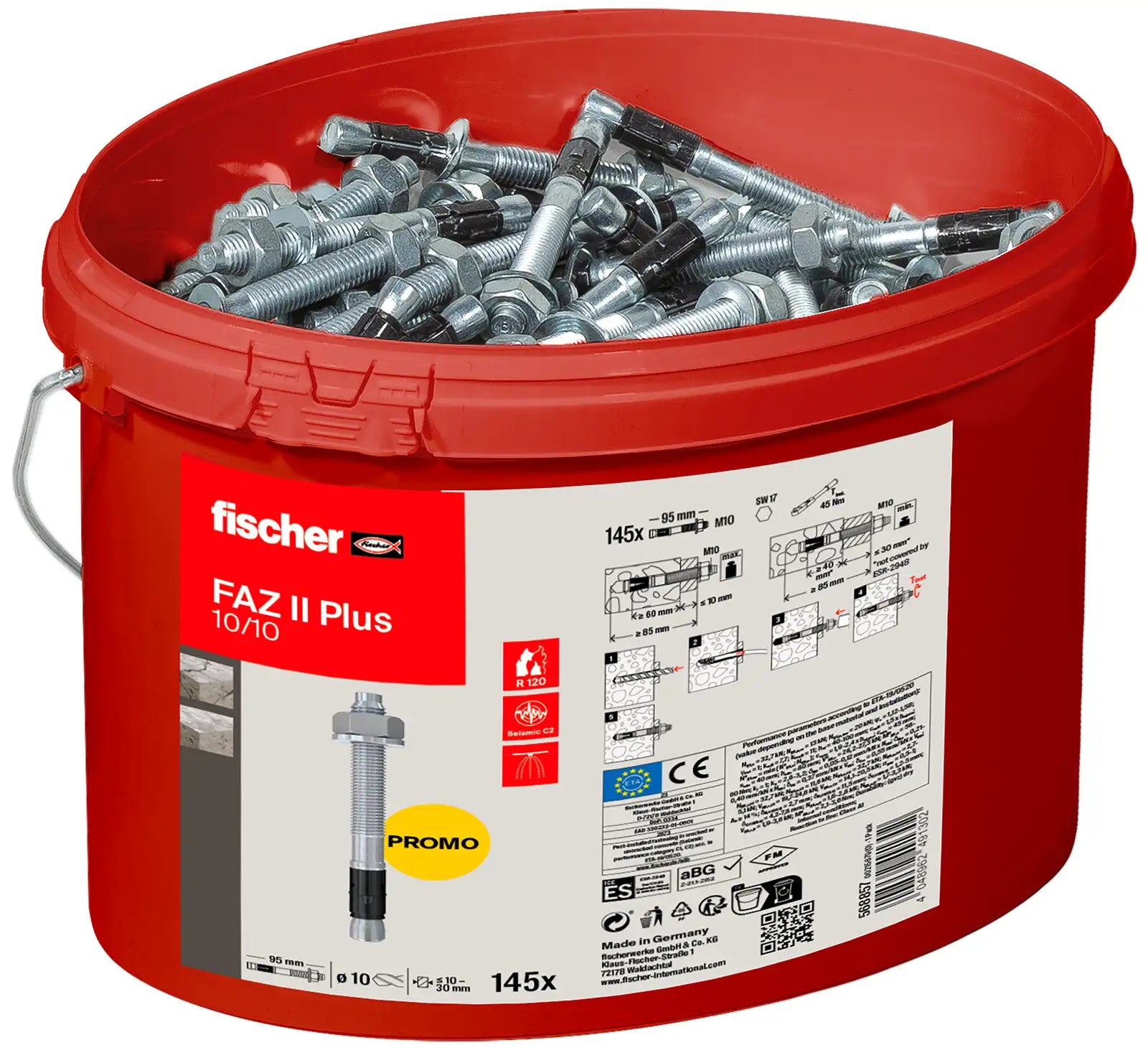 fischer Bolzenanker FAZ II Plus 10/10 im Eimer