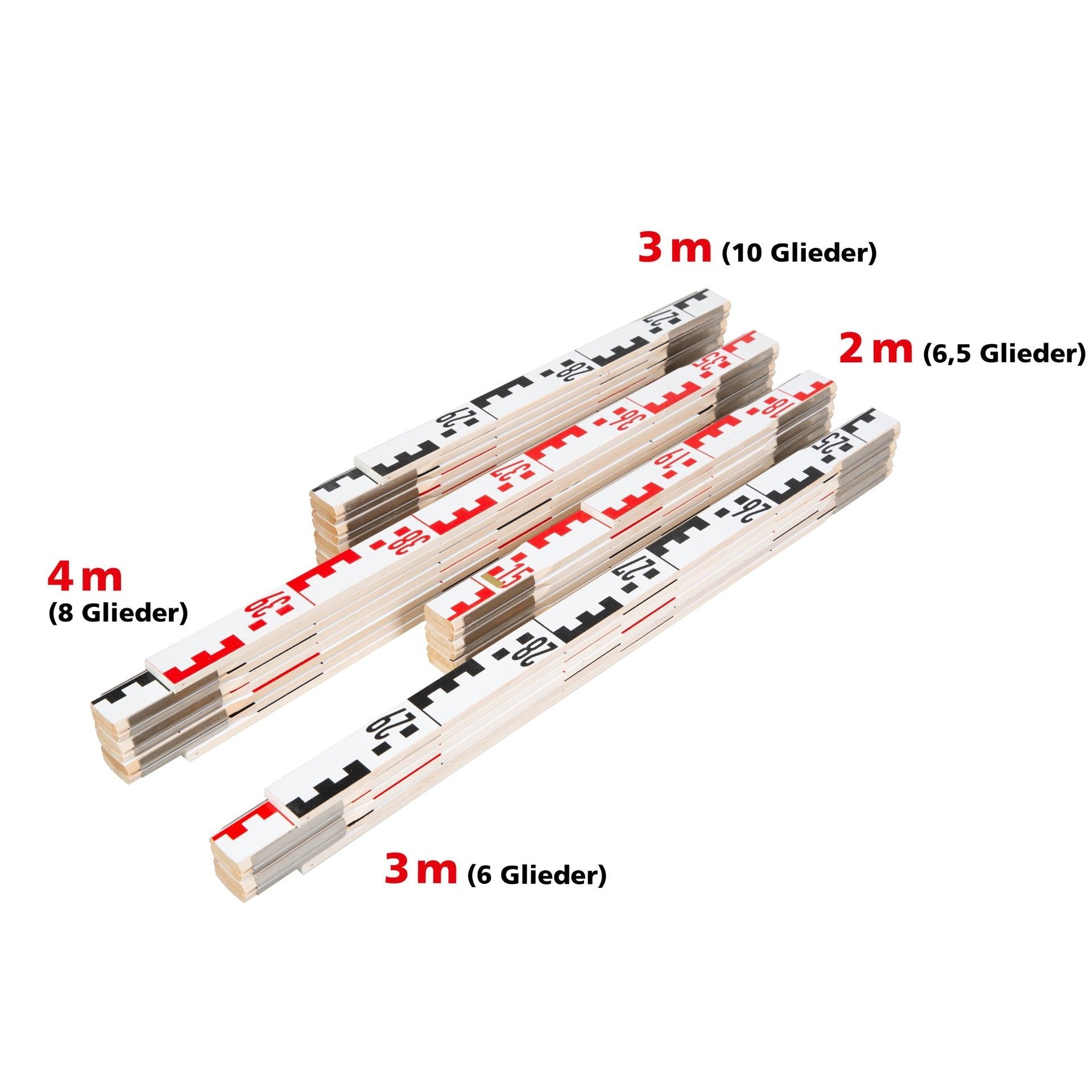 NESTLE Holz Zollstock 3m – Geometer Gliedermaßstab, 38cm Glied - BauForst24