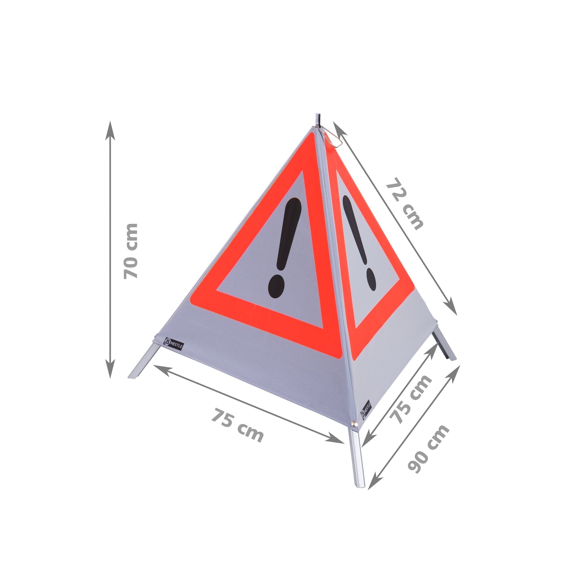 NESTLE Warnpyramide 70 cm, Achtung (VZ101), retroreflektierend, mit Feder - BauForst24
