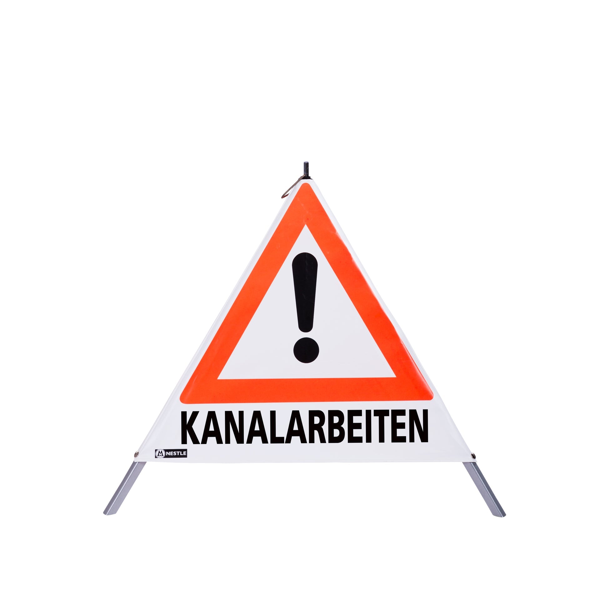 NESTLE Warnpyramide 70 cm, Achtung (VZ101), weiß, mit Feder - BauForst24