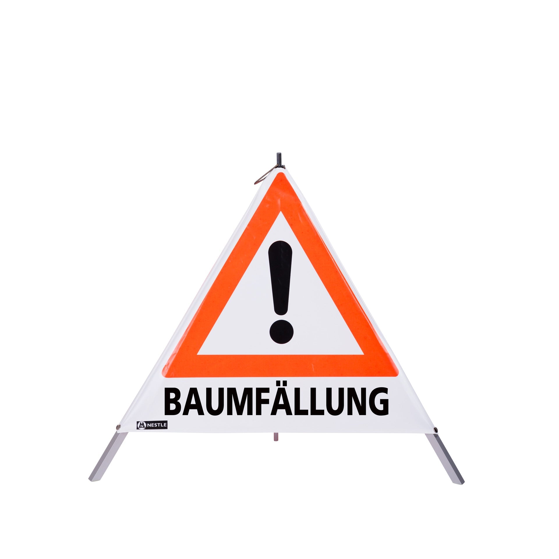 NESTLE Warnpyramide 70 cm, Achtung (VZ101), weiß, mit Mittelfuß - BauForst24