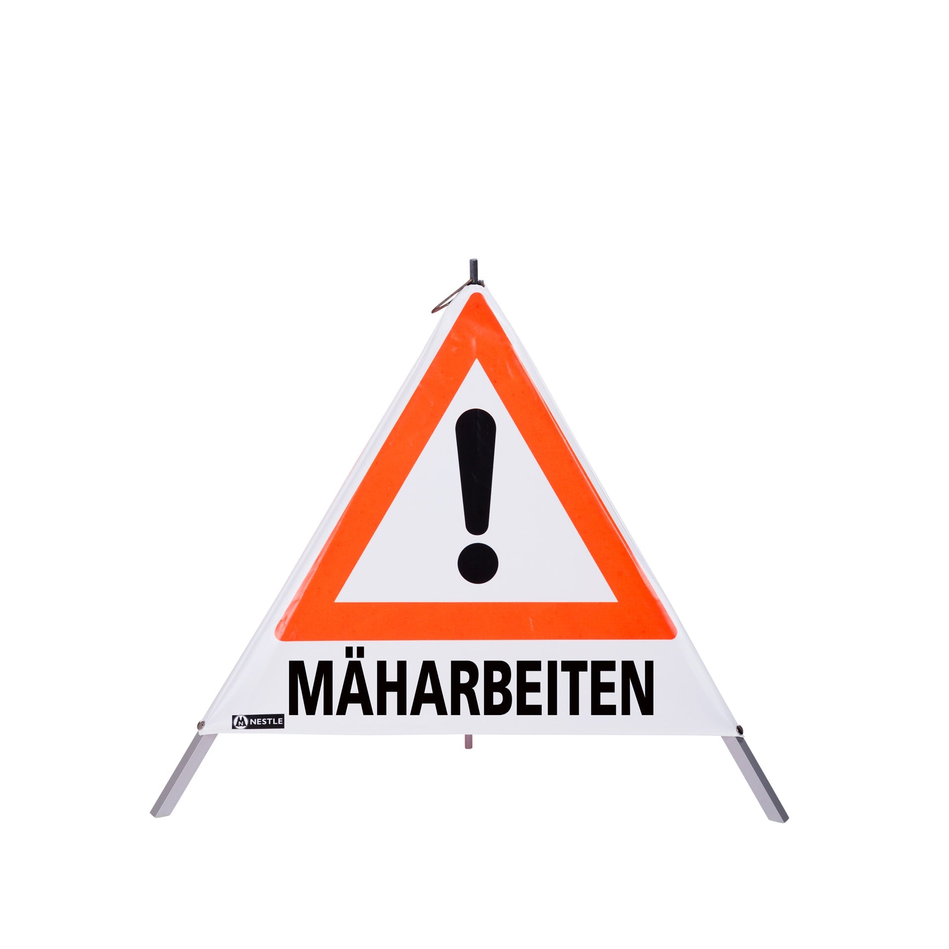 NESTLE Warnpyramide 70 cm, Achtung (VZ101), weiß, mit Mittelfuß - BauForst24