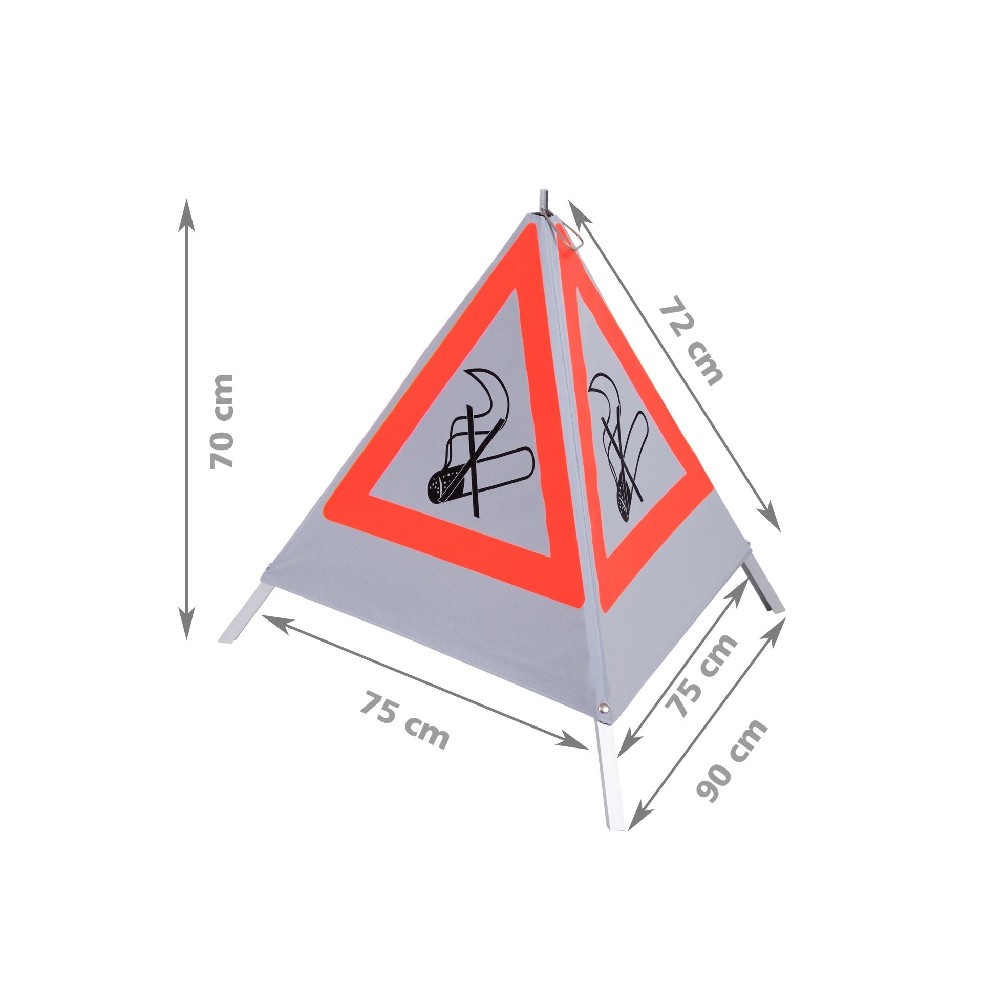 NESTLE Warnpyramide 70 cm, Rauchverbot (NZ01), retroreflektierend, mit Mittelfuß - BauForst24