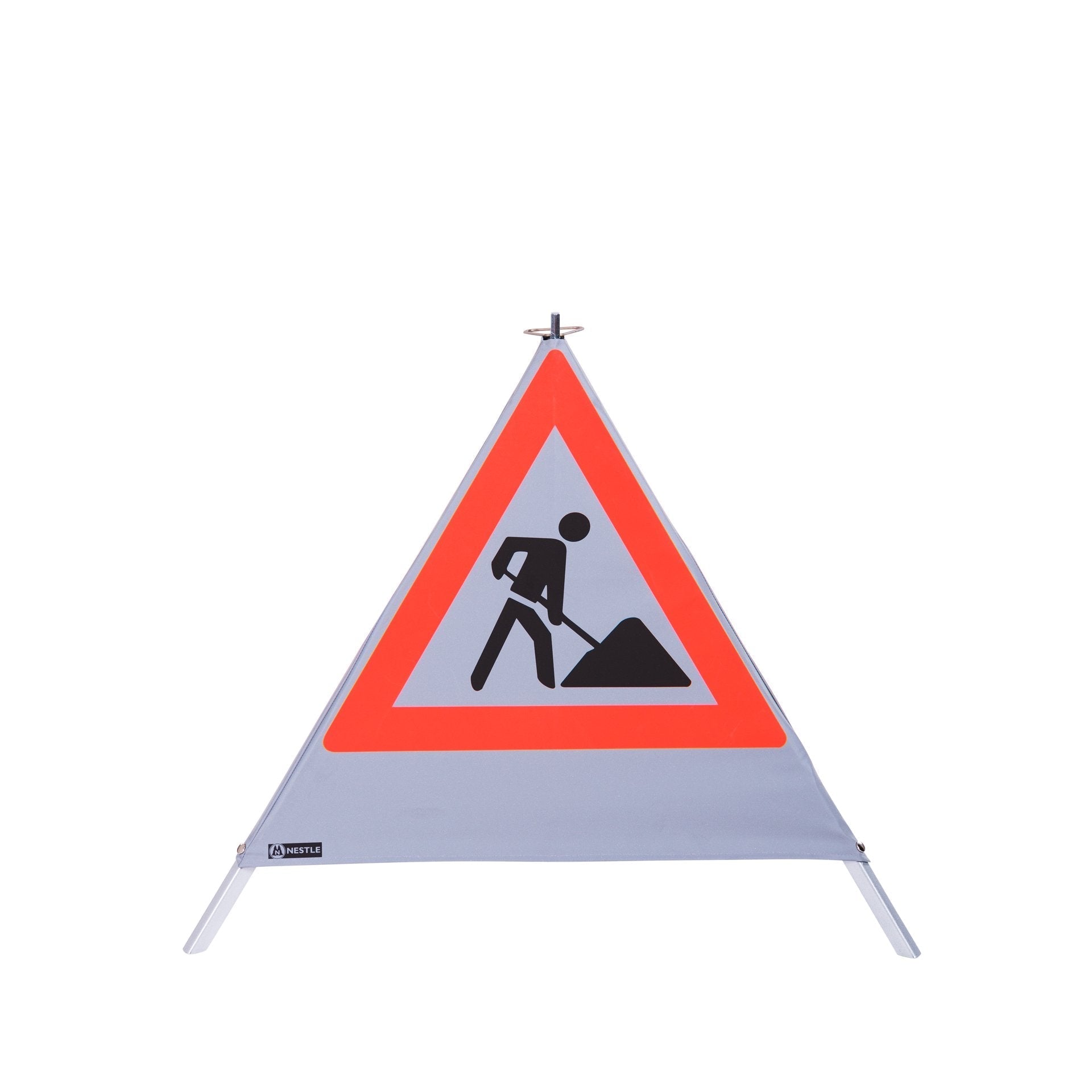 NESTLE Warnpyramide 70 cm, Schaufelmann (VZ123), retroreflektierend, mit Feder - BauForst24