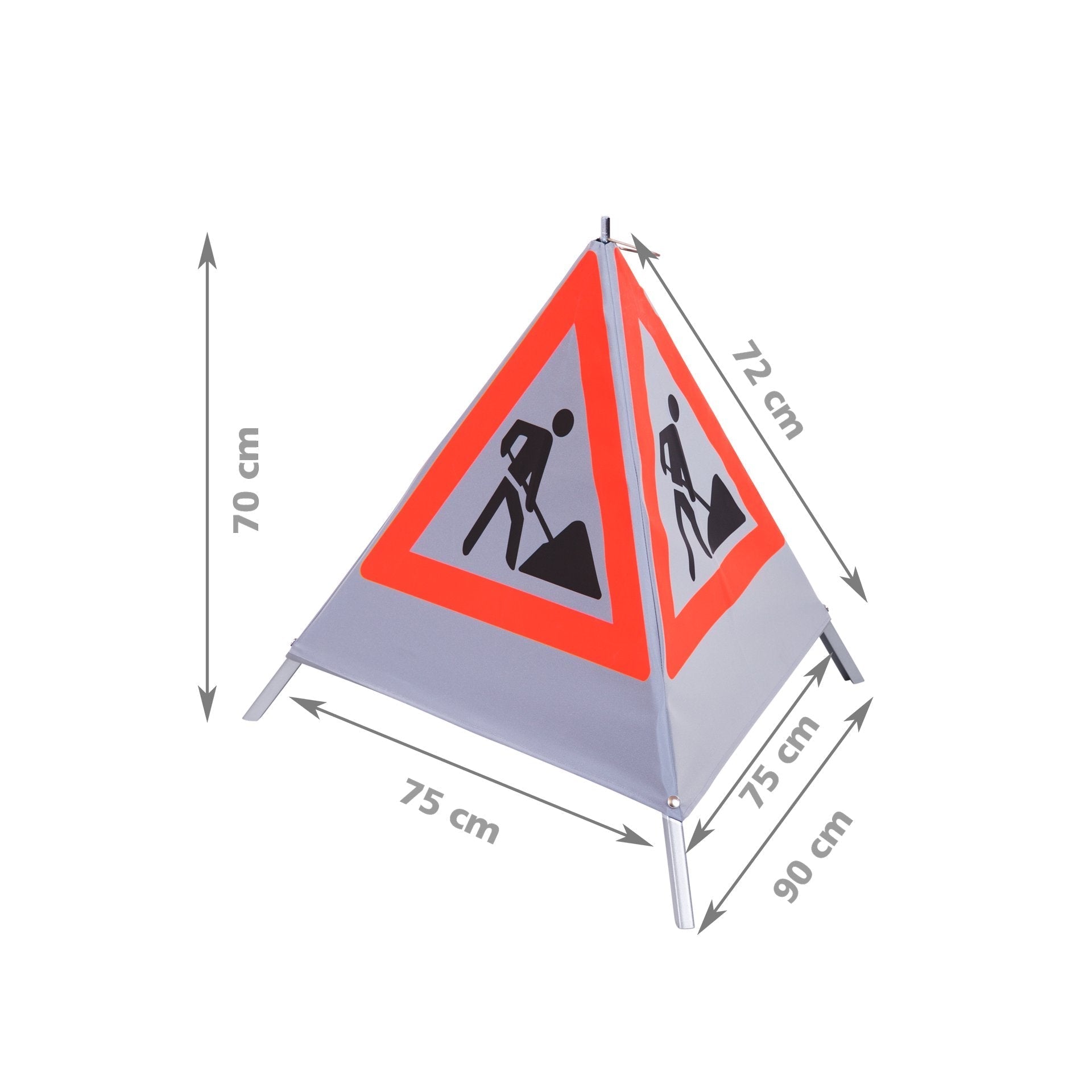 NESTLE Warnpyramide 70 cm, Schaufelmann (VZ123), retroreflektierend, mit Feder - BauForst24