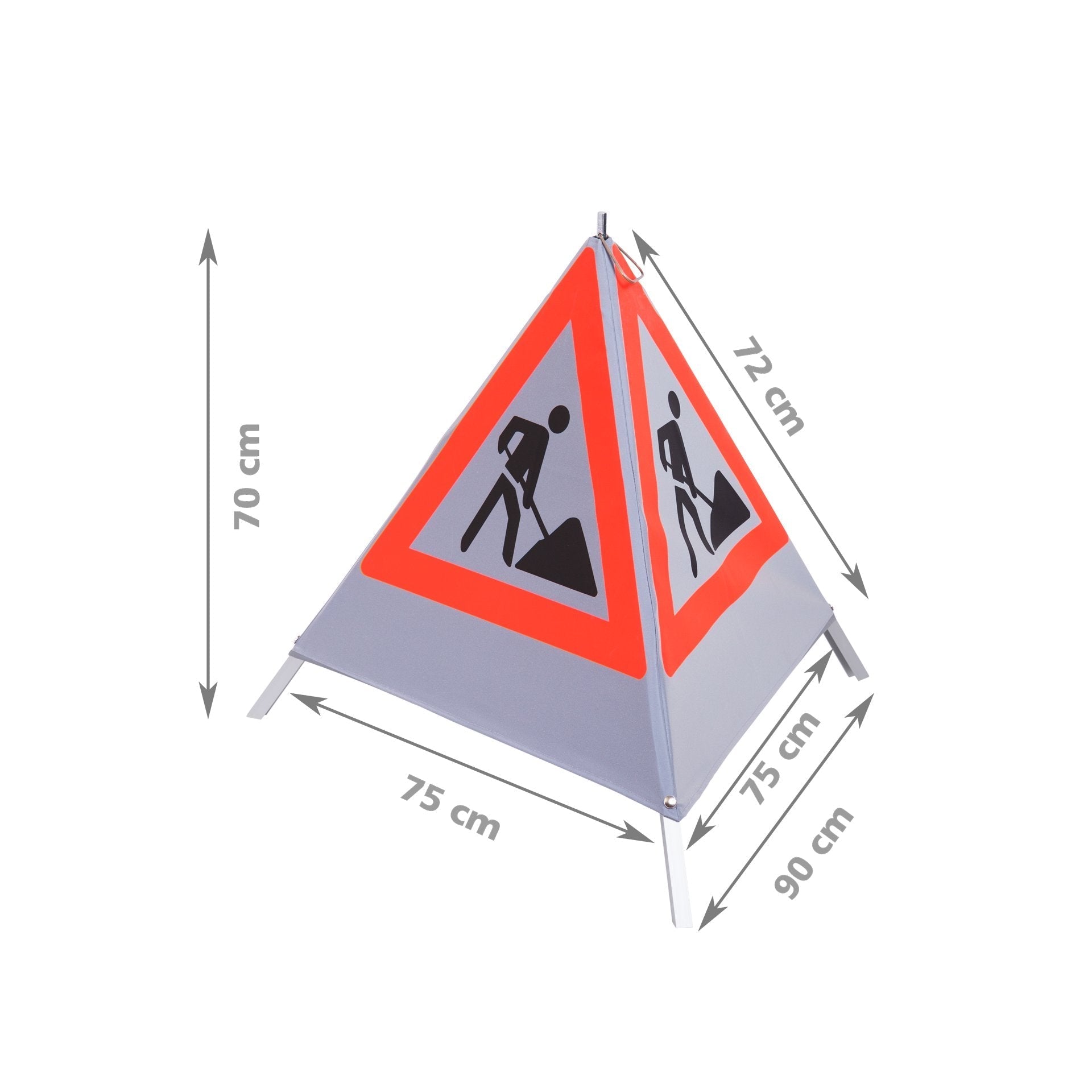 NESTLE Warnpyramide 70 cm, Schaufelmann (VZ123), retroreflektierend, mit Mittelfuß - BauForst24