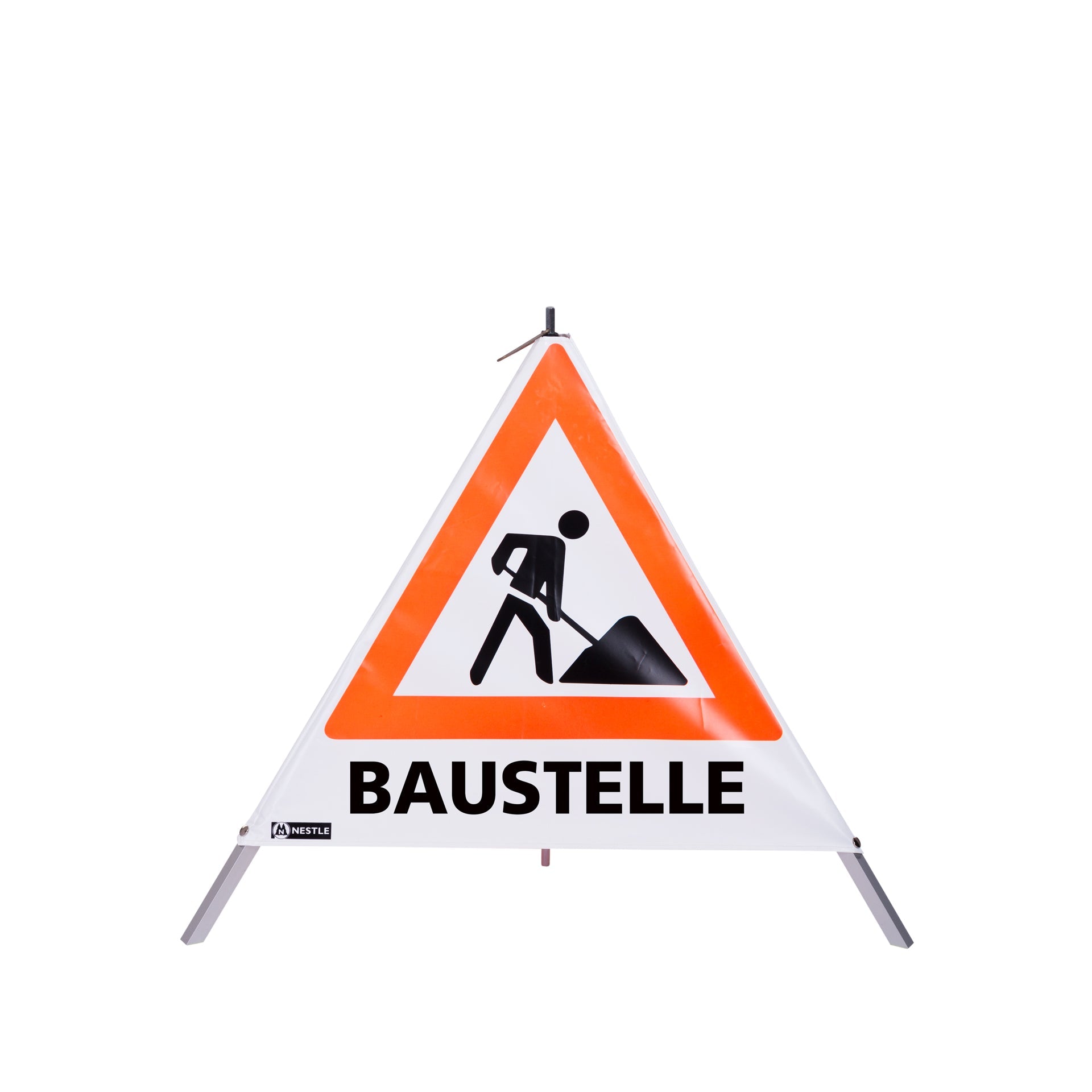 nestle-warnpyramide-70-cm-schaufelmann-vz123-weiss-mit-mittelfuss