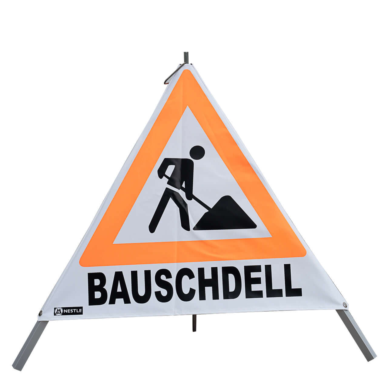 NESTLE Warnpyramide 70 cm, Schwaben - Edition, tagesleuchtend weiß, mit Mittelfuß - BauForst24