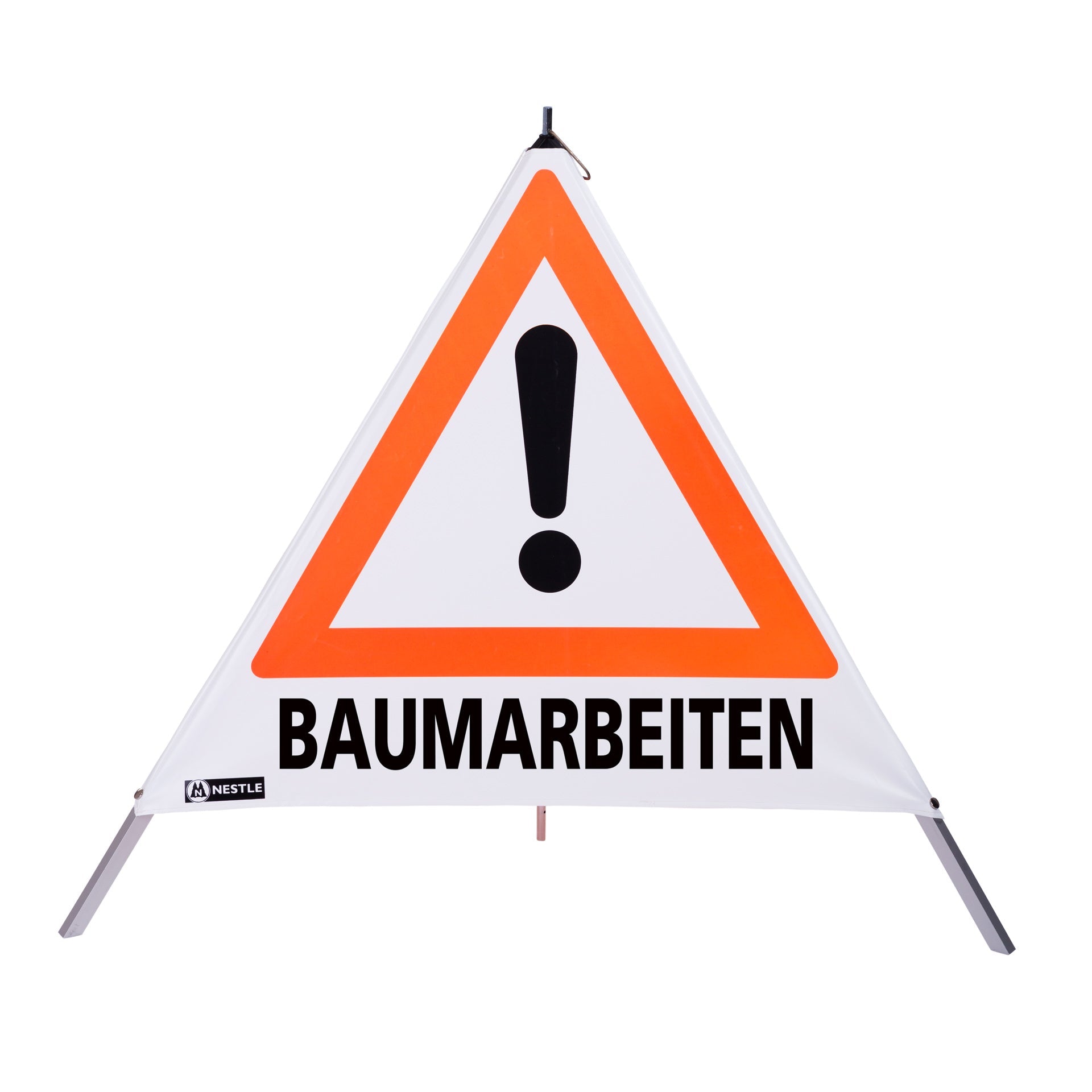 NESTLE Warnpyramide 90 cm, Achtung (VZ101), weiß, mit Feder - BauForst24