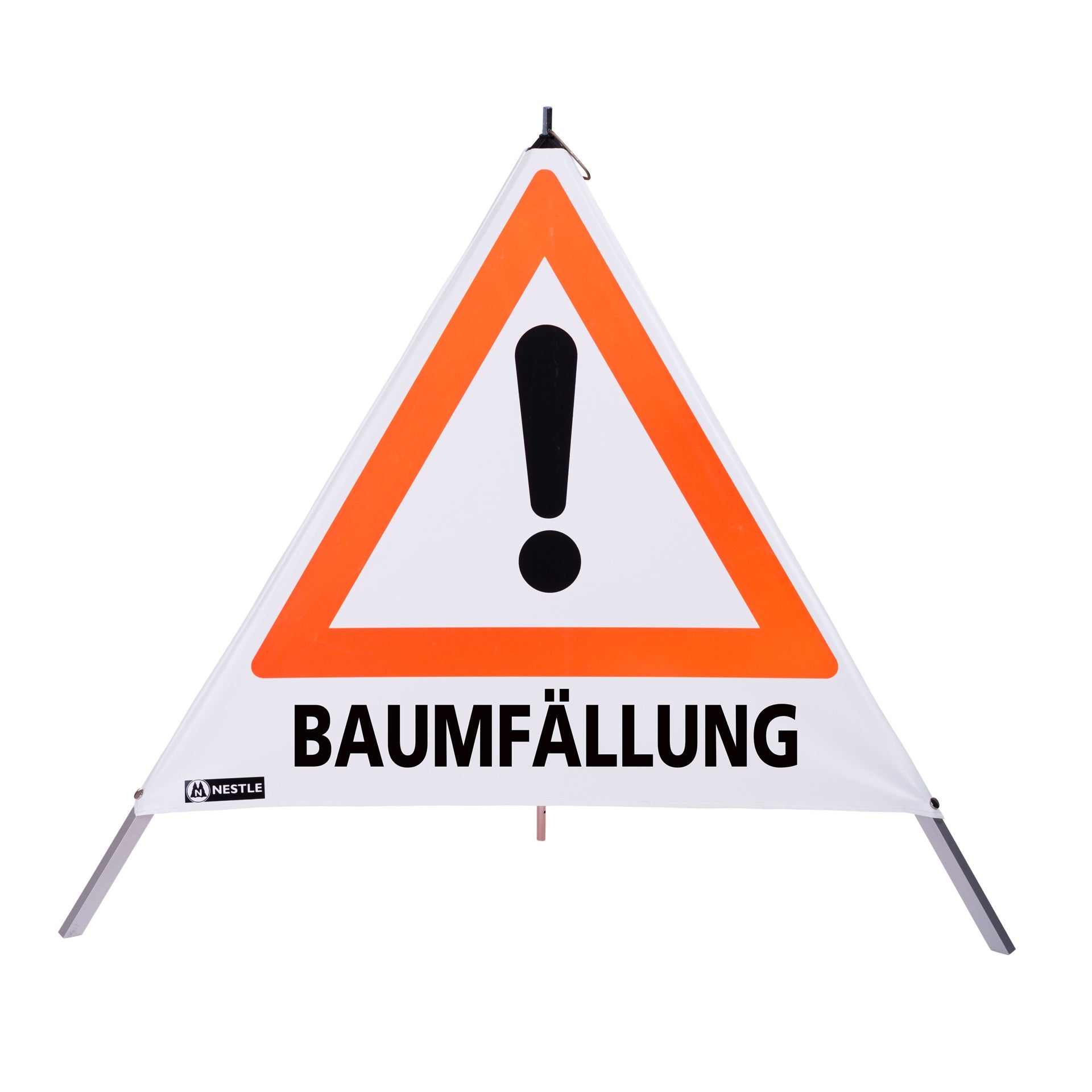 NESTLE Warnpyramide 90 cm, Achtung (VZ101), weiß, mit Mittelfuß - BauForst24