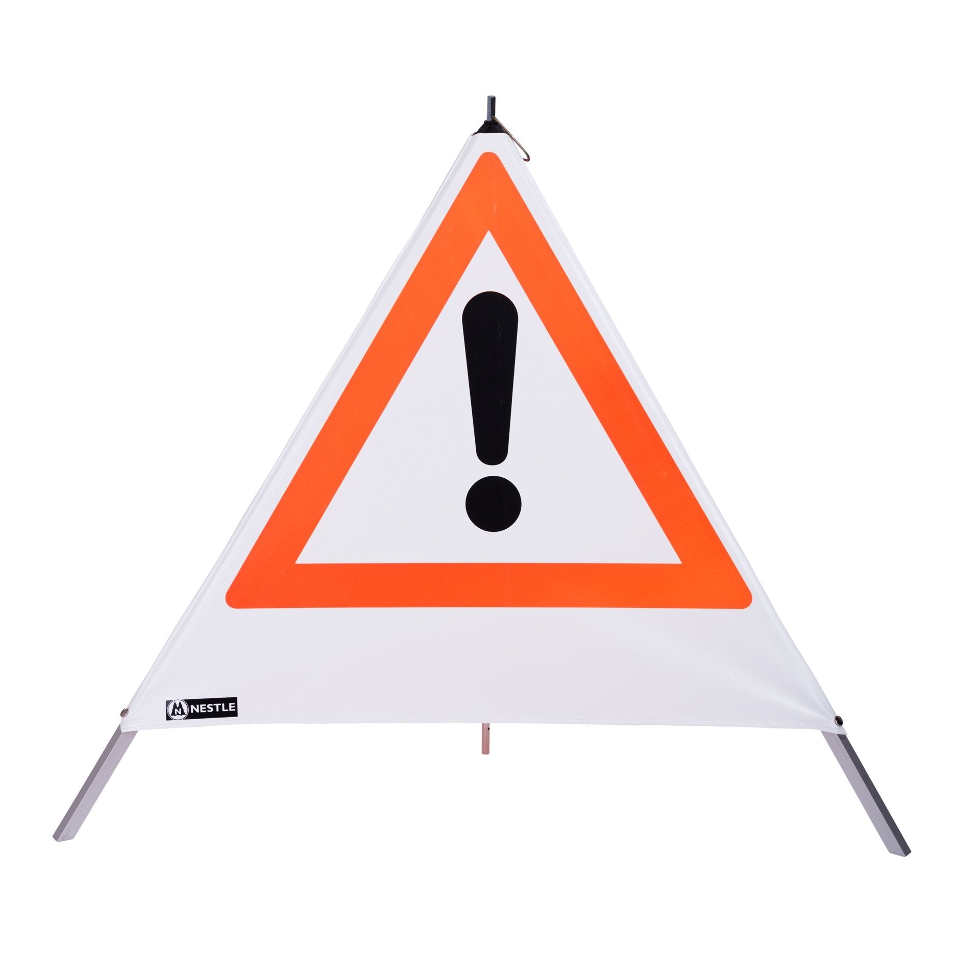 NESTLE Warnpyramide 90 cm, Achtung (VZ101), weiß, mit Mittelfuß - BauForst24