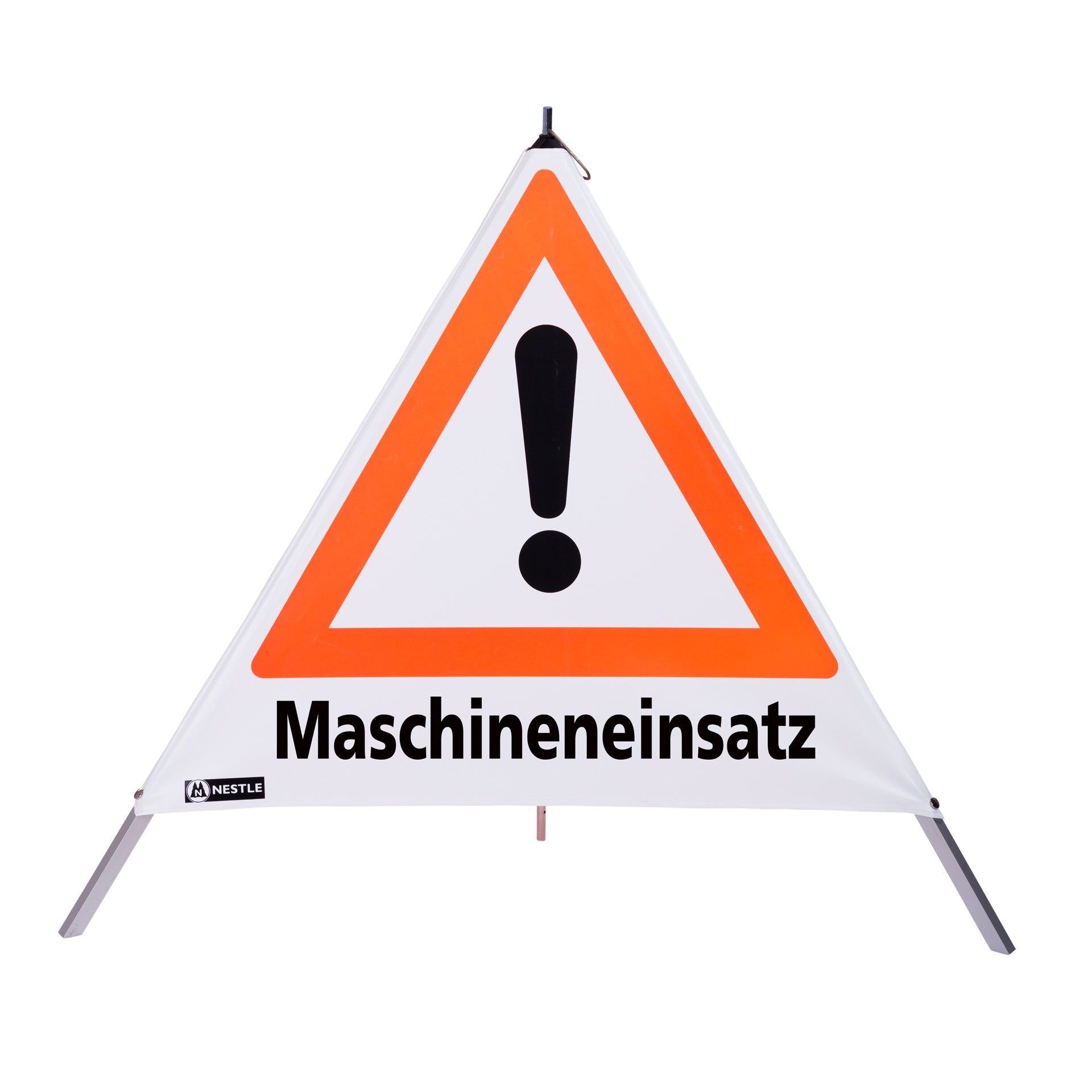 NESTLE Warnpyramide 90 cm, Achtung (VZ101), weiß, mit Mittelfuß - BauForst24
