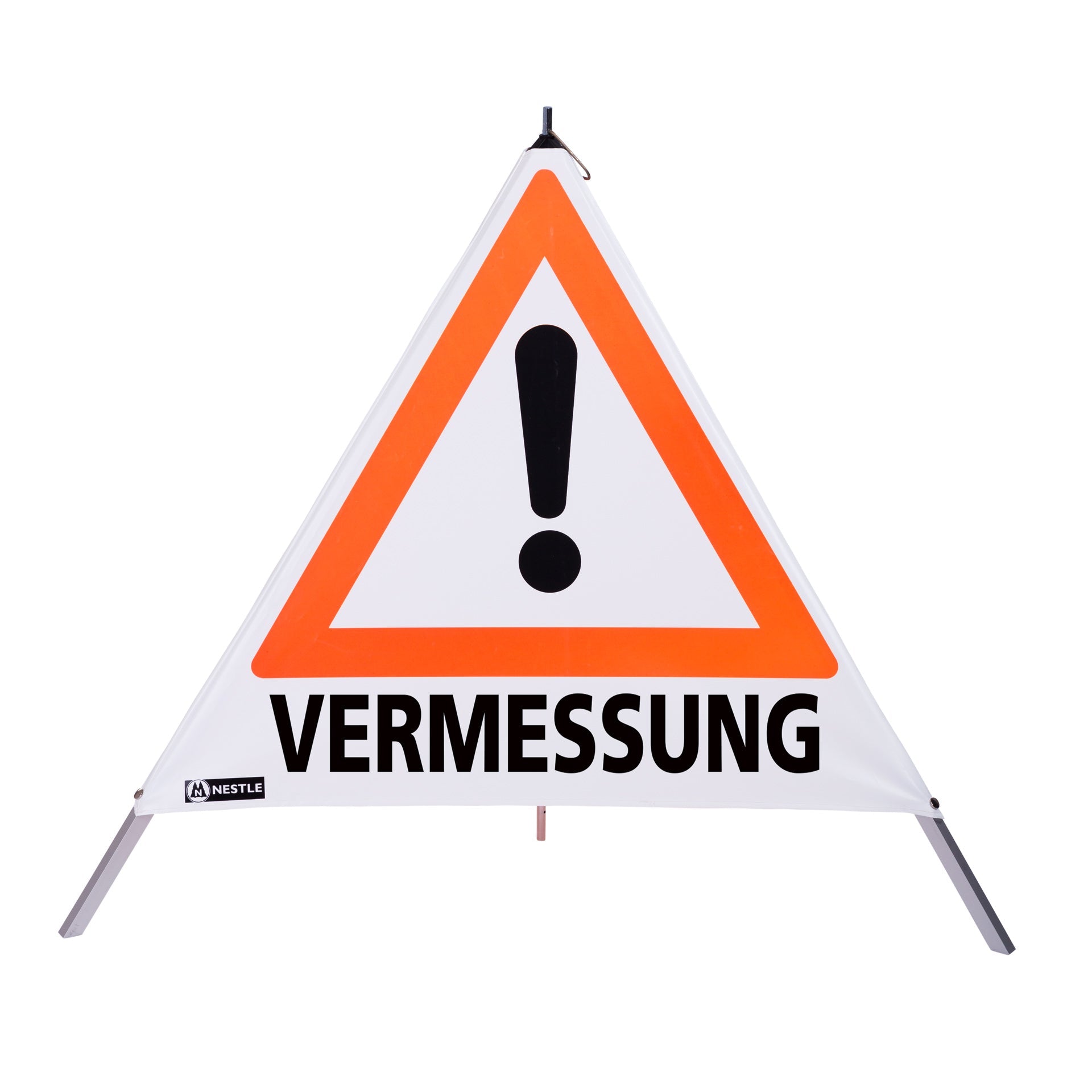 NESTLE Warnpyramide 90 cm, Achtung (VZ101), weiß, mit Mittelfuß - BauForst24