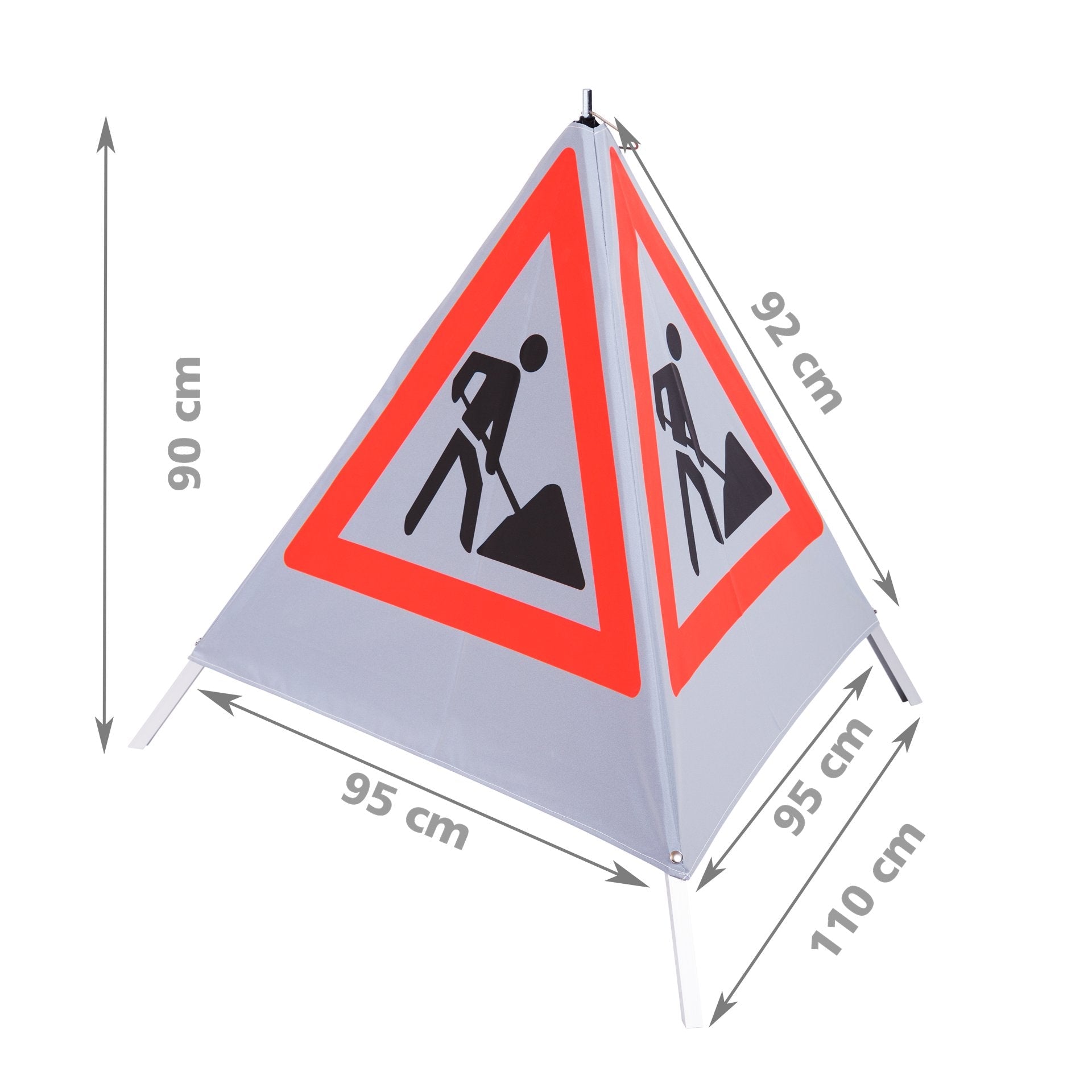 NESTLE Warnpyramide 90 cm, Schaufelmann (VZ123), retroreflektierend, mit Mittelfuß - BauForst24