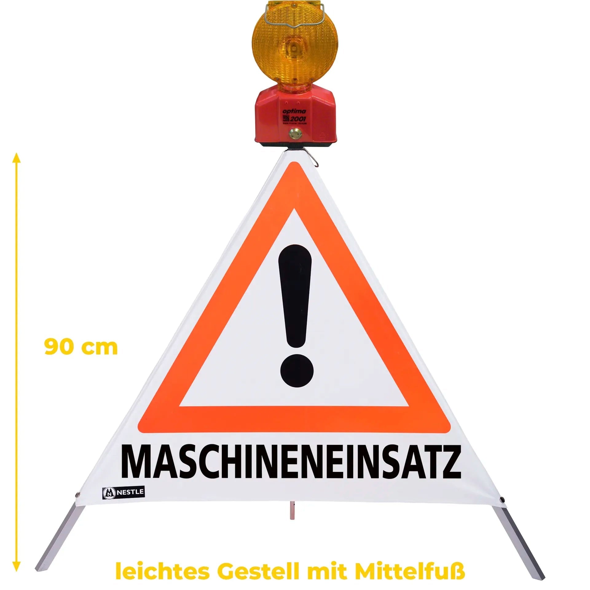 Warnpyramide im Set mit Warnleuchte, Achtung (VZ101), Baumpflege, Mäharbeiten, Maschineneinsatz - BauForst24