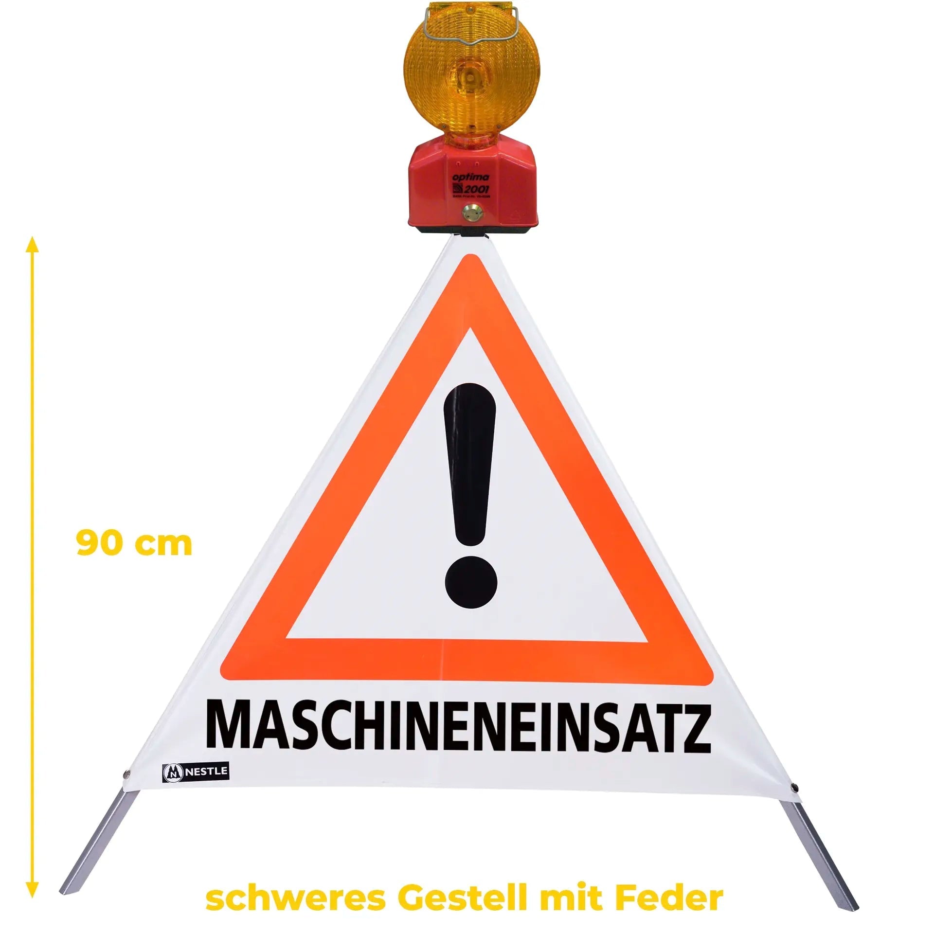 Warnpyramide im Set mit Warnleuchte, Achtung (VZ101), Baumpflege, Mäharbeiten, Maschineneinsatz - BauForst24