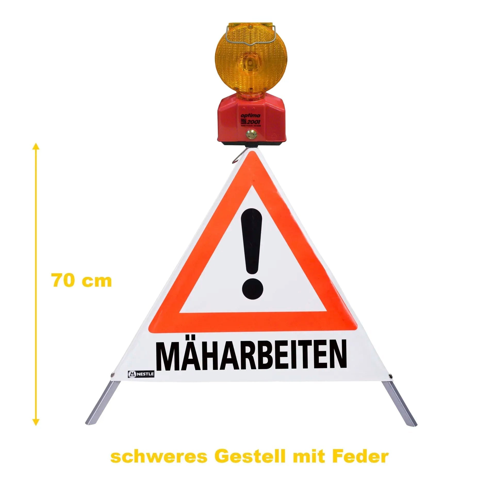 Warnpyramide im Set mit Warnleuchte, Achtung (VZ101), Baumpflege, Mäharbeiten, Maschineneinsatz - BauForst24