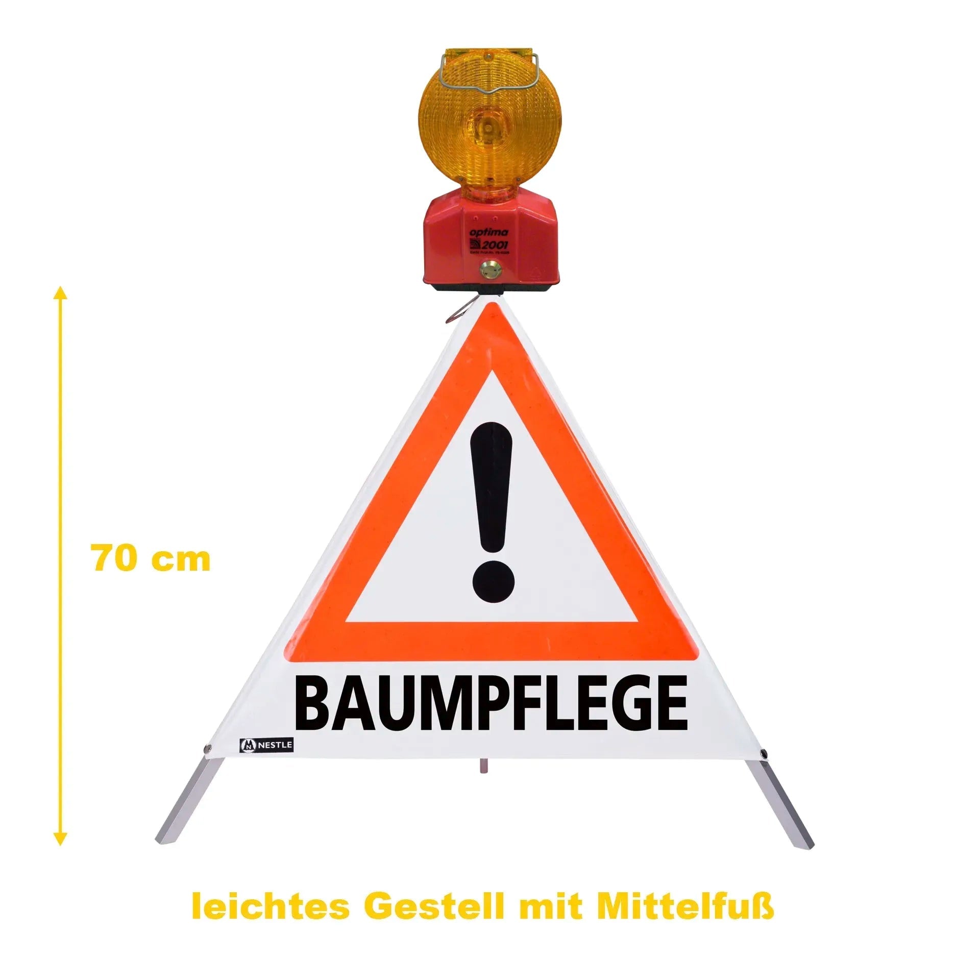 Warnpyramide im Set mit Warnleuchte, Achtung (VZ101), Baumpflege, Mäharbeiten, Maschineneinsatz - BauForst24